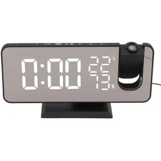 Haofy UKW-Radio LED-Digital-Smart-Wecker LED-Digital-Projektionswecker für Schlafzimmer Nachttisch LED-Digital-Projektionswecker (Weiße Buchstaben)