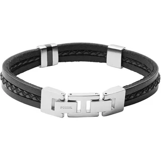 Fossil Vintage Casual Armband Leder Edelstahl schwarz JF03686040 Größe 19,5 cm