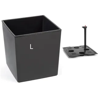 MELTOM Blumenkübel mit Bewässerungssystem aus Kunststoff in Hochglanz Pflanzkübel Blumentopf (Anthrazit, L)