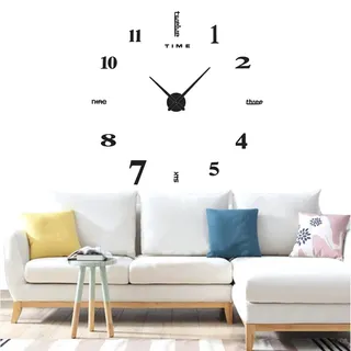 Yolistar Modern DIY Große Wanduhr, 3D-Spiegel, selbstklebend, Metall, leise, Wanduhr, Moderne Metalluhr, Dekoration für Büro zu Hause – Schwarz