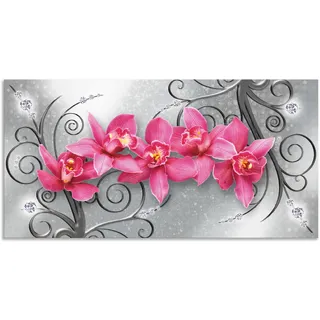 Artland "rosa Orchideen auf Ornamenten" Blumenbilder 1 Stk. tlg. als Alubild, Leinwandbild, Poster in verschied. Größen
