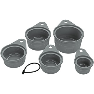 Lurch 70261 Messbecher-Set (5tlg.) zum Abmessen von Zutaten in Cup-Maߟeinheiten aus 100% BPA-freiem Platin Silikon, Grau, 13 x 10 x 6 cm