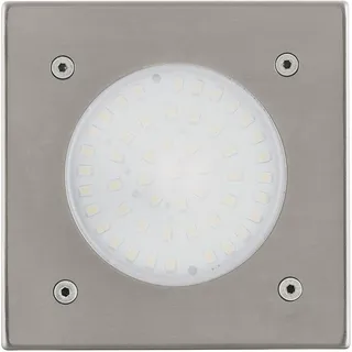 EGLO LED Bodeneinbauleuchte Edelstahl eckig 1 flammig IP67 weiß