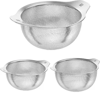 ZWILLING Table Sieb Set 3-TLG. (16, 20, 24 cm) aus Edelstahl, Küchensieb, Nudelsieb, Seiher für Salat/Gemüse/Pasta, Silber