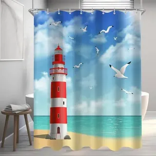 Duschvorhang Leuchtturm 120x180cm Multi 185 H180 x B120 cm (1er Pack)