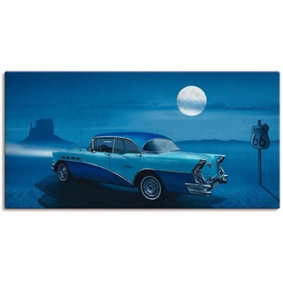 Artland Wandbild Blaue Nacht auf der Route 66, Auto (1 St), als Leinwandbild, Poster in verschied. Größen blau 100 cm x 50 cm