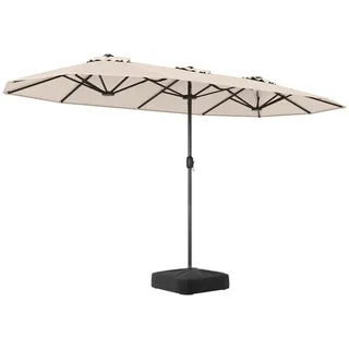 Costway Doppelsonnenschirm 400 x 200 cm Beige/Schwarz
