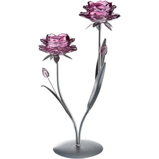 Teelichthalter "Blüten" Aus Glas Und Metall