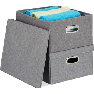Relaxdays Aufbewahrungsbox 34,5 x 20,5 x 42 cm 2-tlg. grau