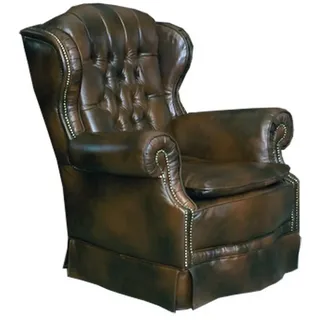 JVmoebel Ohrensessel Chesterfield Relaxsessel aus braunem Echtleder mit Wellenunterfederung (Packung, 1-St., Chesterfield Relaxsessel Leder Sofa Braun für gemütliche Abende), Made in Europa braun