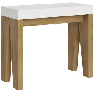 Ausziehbare Konsole 90x40/196 cm Naxy Mix Small White Ash Top - Struktur aus Natureiche