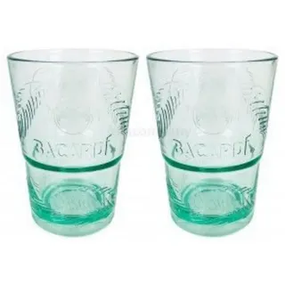 Bacardi Longdrinkglas Bacardi Kunststoffgläser 2er Set – Longdrinkgläser grün transparent, 2-tlg., Cocktailgläser für Mojito, Cuba Libre & Rum Drinks