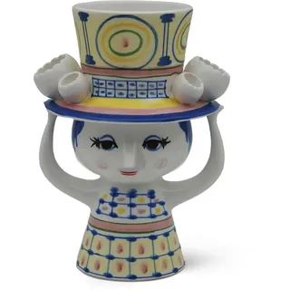 Bjørn Wiinblad - Dame mit Hut - Vase H: 20,5 cm, blau