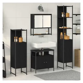 vidaXL Badezimmermöbel-Set 4-tlg. Schwarz Eiche