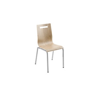 Mayer Sitzmöbel Stapelstuhl myLIFE Davos-Eiche Perlsilber Holz 4 Metallfüße 2 Stück