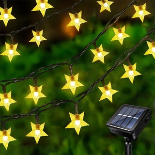 Acxilexy 12M 100LED Solar Sterne LED Lichterkette Außen, Lichterkette Garten Stern, 8 Modi und Wasserdicht, Led Solarlichterkette Sterne für Balkon Garten Weihnachts Innen Aussen Deko