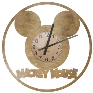 EVEVO Mickey Maus Wanduhr aus Holz 50cm 109 Farben zur Auswahl Retro-Uhr Handgefertigte Vintage Geschenk Stil Raumdekoration Hause Großes Geschenk Uhr Mickey Maus