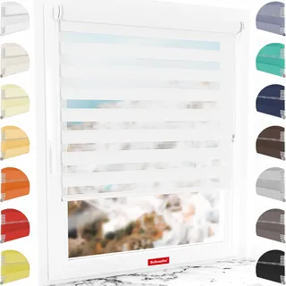 Schuette® Rollo ohne Bohren & mit Bohren 2in1 ● Tag & Nacht Doppelrollo Kollektion: White Snow (Weiß) ● 90 x 230 cm (Breite x Höhe) ● Suprafix Klemmrollo = Klemmfix 2.0 ● 60s Montage mit Video