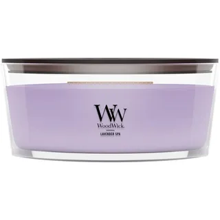 Woodwick Ellipse Duftkerze mit knisterndem Docht | Lavender Spa | Bis zu 50 Stunden Brenndauer