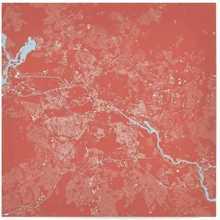 artboxONE Poster 20x20 cm Städte Berlin red map hochwertiger Design Kunstdruck - Bild Berlin Deutschland Hauptstadt