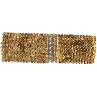 YouU Damen Frauen Elastic Stretch Schnalle Stil Paillettenbesatz Taille Band Gürtel (Gold) - Einheitsgröße