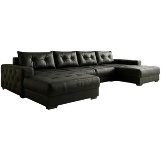 A&J MöbelLand Eckcouch Polyester mit Schlaffunktion 3-Sitzer Schwarz