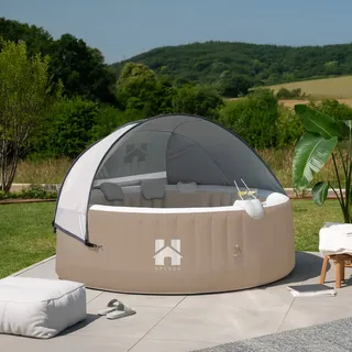 Home Deluxe Splash Ø 208 x 65 cm Beige inkl. Kissen, Getränkehalter und Sonnendach