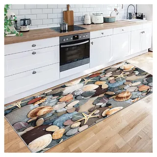 Siunwdiy Teppich Läufer Flur Küche rutschfest Küchenläufer 80x180cm Flurläufer läufer Mehrfarbiges 3D-Kieselmuster Lange Teppichläufer flurläufer Kücheläufer für Korridor Schlafzimmer Wohnzimmer