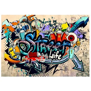 KUNSTLOFT Vliestapete Graffiti Composition 1x0.7 m, Halb-matt, lichtbeständige Design Tapete bunt