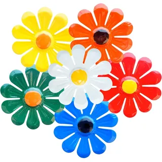 6-teiliges Blumen-wanddekor Aus Metall, Gartendekoration, Hängende Gartenzaundekoration Für Hof, Zaun, Wohnzimmer, Schlafzimmer, Farbenfroh