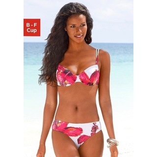 Bügel-Bikini, mit plakativem Blütenprint, Gr. 42 - Cup E, weiß-bedruckt, Bikini-Sets, 715966-42 Cup E