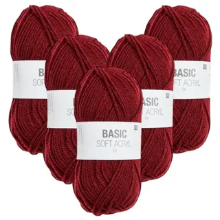 Rico Design 5 x RICO BASIC SOFT ACRYL DK Häkelwolle, 310 m