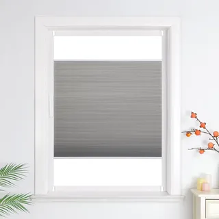 Heichkell Wabenplissee ohne Bohren Rollo Sonnenschutz Sichtschutz Doppelplissee Klemmfix Plissee Farbecht für Fenster und Tür, Grau BxH 85x220 cm