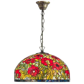 Casa Padrino Tiffany Hängeleuchte Mehrfarbig Ø 50 x H. 95 cm - Handgefertigte Tiffany Hängelampe aus 1221 Teilen