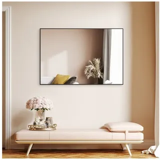Hopibath Wandspiegel groß modern flur schwarz (Flurspiegel groß 100x60 60x100, eckig, rechteckig), mit Metall Alu Rahmen, 5mm HD Spiegel, Explosionsgeschutz schwarz eckig | 100 cm x 60 cm x 2 cm