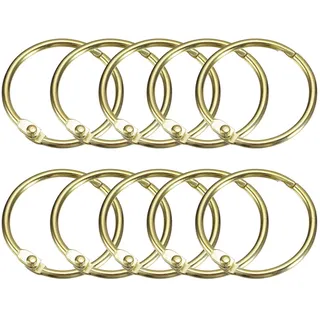 QUARKZMAN 12 Stück Duschvorhangringe - Karbonstahl Runde Schnapp Gardinenringe mit Haken 1" Lose Blatt Binderinge für Dusche Vorhang Stangen (Gold)