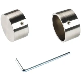 LIEDECO silber (edelstahlfarben), L:1,8cm Ø:2,8cm, Gardinenstangenendstücke, Gardinenstangen-Endstück, für Gardinenstange Ø 28 mm