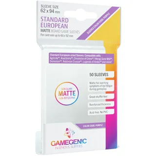 Gamegenic Matte Standard-European Sized Sleeves 62 x 94 mm Transparent 50 St.