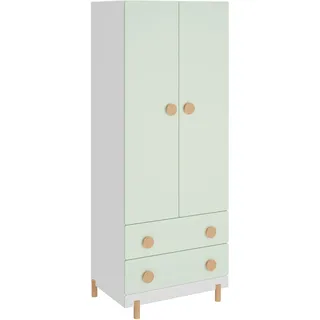 [en.casa] Kinderkleiderschrank Vaarentaa 156 x 60 x 41 cm Kiefer massiv weiß/Mintgrün