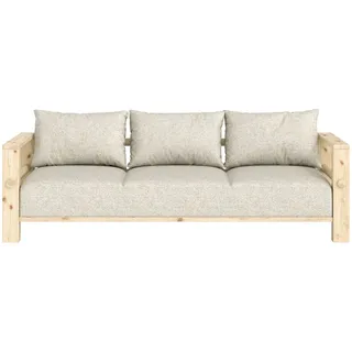 Sofa KARUP DESIGN "Bare Sofa, Schlafsofa mit Boxspring, 3-Sitzer, Couch, Bettfunktion", raw, soft chalk, B:225cm H:82cm T:94cm, Bezug: 100% Polyester. Kissenfülling: Schaumstoffgranulat, Sofas, Boxspring-Matratze mit Sprungfedern, 3 Rückenkissen, Made in Europe