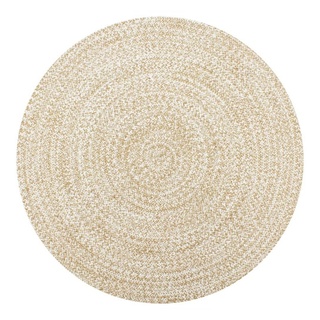 Teppich Handgefertigt Jute Weiß und Natur 90 cm, furnicato, Runde weiß