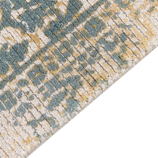 Teppich Viskose senfgelb / grün 80 x 150 cm orientalisches Muster Kurzflor BOYALI