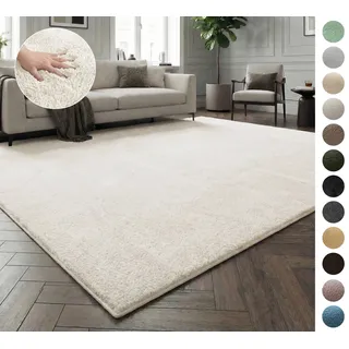 OTTO home Teppich Cali, in Standard- und Premium-Qualität, 13 mm oder 16 mm Höhe, rechteckig, Uni-Farben, kuschelig, & weich, waschbar, Wohnzimmer, Schlafzimmer beige rechteckig | 180 cm x 230 cm