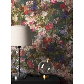 Newroom Vliestapete, Blumentapete Grün Bunt Wallpaper Floral Blumen Tapete Pflanzen Wohnzimmer Schlafzimmer Büro Flur grün