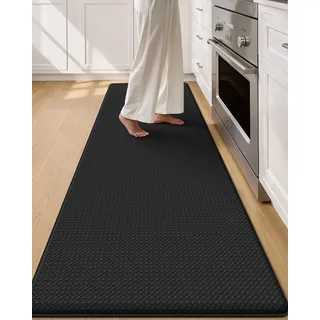 COLOR&GEOMETRY Lange Küchenläufer 60x240CM wasserfest Küchenmatte, Schwarz | groß, breit Anti Ermüdungs Kissen küchenteppich rutschfest, leicht zu reinigen PVC, ölbeständig, für Waschküche, Büro