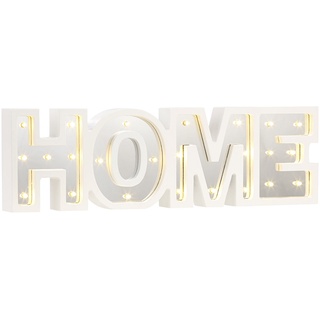 LED-Schriftzug "HOME" aus Holz & Spiegeln mit Timer & Batteriebetrieb