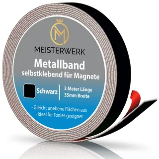 MEISTERWERK Metallband selbstklebend u.a. für Tonies, Magnete & Tonie Tribüne | Metallband mit starkem Schaumstoffkleber | Magnetband selbstklebend | Magnetband | Magnetleiste selbstklebend