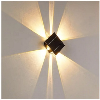Arnusa LED Außen-Wandleuchte Solar Wandleuchte Wandstrahler Wandlampe LED UP-Down kabellos, Tageslichtsensor, LED fest integriert, warmweiß, kaltweiß schwarz Quadratisch - 13 cm x 13 cm x 7 cm