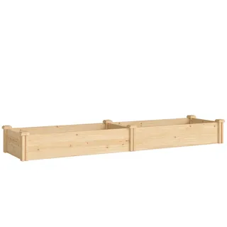 Outsunny Hochbeet Holz 235 x 66 x 26 cm Natur