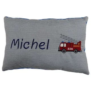 Momelie Blaues Schmusekissen * Kuschelkissen * Feuerwehr * mit Namen Bestickt * 25 x 40 cm * SK-bl_0063